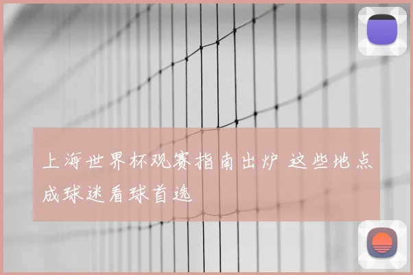 上海世界杯观赛指南出炉 这些地点成球迷看球首选
